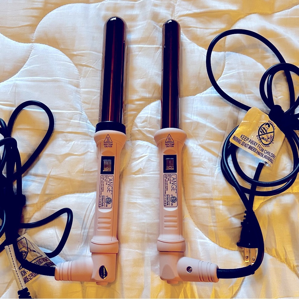 Lot L'ange Hair Curling Wand 2 sizes Blush Pink Rose Gold Corded Hot Hair Tool
